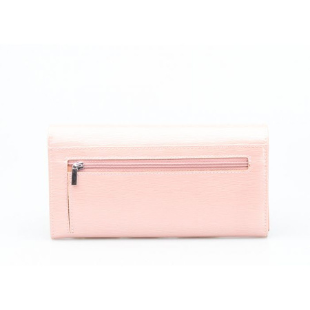 Portfel Damski Skórzany Moretti Duży Lakierowany Różowy RFID Secured