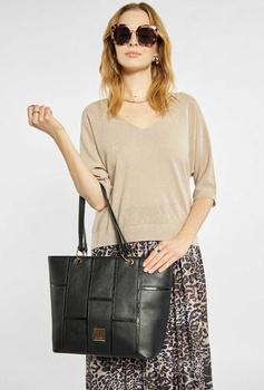 Torebka damska Monnari shopper z połyskującym wzorem czarna BAG1370