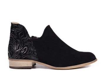 Botki zamszowe z mozaiką czarne ze srebrem Optimo