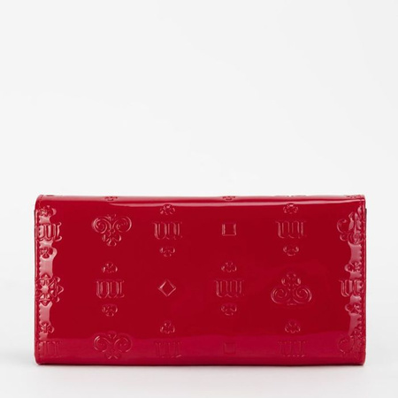 Portfel damski Monnari duży lakierowany z monogramem czerwony PUR0090