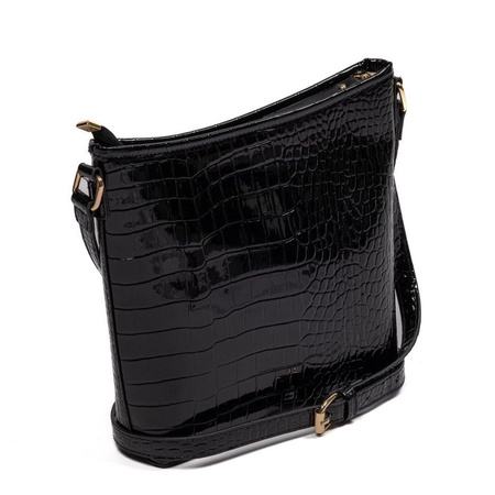 Torebka damska Monnari crossbody lakierowana w łuski czarna BAG4740