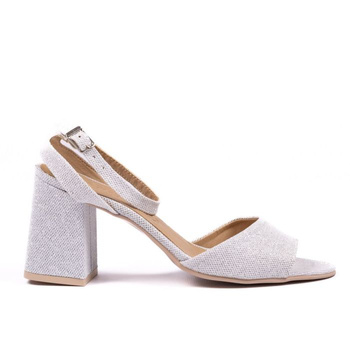 Sandały na solidnym słupku brokatowe srebrne Optimo 170