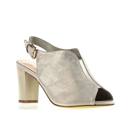 Połyskujące damskie beżowe sandały na obcasie Sergio Leone