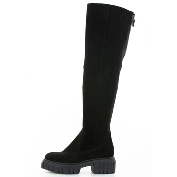 Kozaki traperki skórzane welurowe czarne Sempre