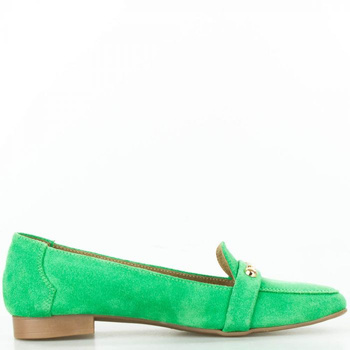 Mokasyny skórzane zamszowe zielone Optimo