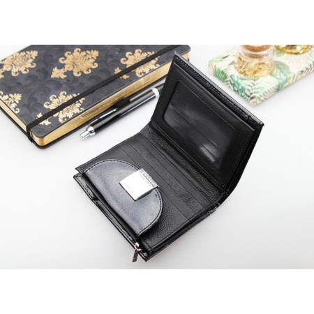 Portfel Damski Skórzany Moretti Portmonetka Czarny