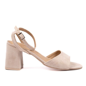 Sandały na solidnym słupku zamszowe beżowe Optimo 170