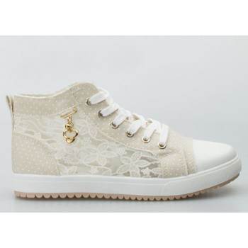 Trampki prześwitujące ze złotą ozdobą beżowe