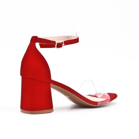 Sandały damskie z transparentnym paskiem czerwone