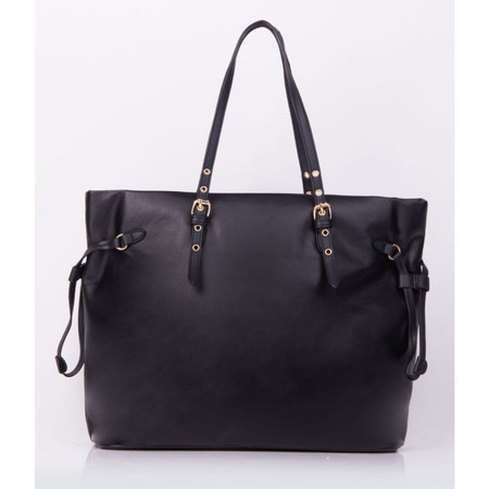 Torebka damska Femestage shopper ze ściągaczami miękka czarna