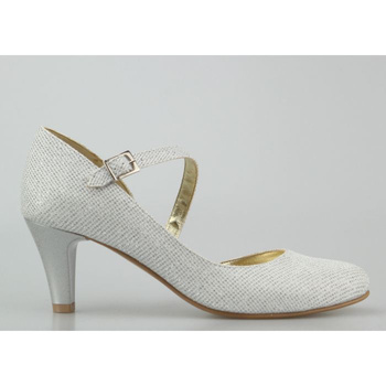 Czółenka ślubne z wycięciem srebrne Butdam