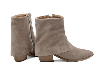 Botki skórzane zamszowe beżowe Butdam