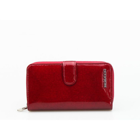 Portfel Damski Skórzany Moretti Pionowy Czerwony RFID Secured