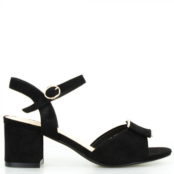 Sandały na klocku zamszowe czarne Sergio Leone