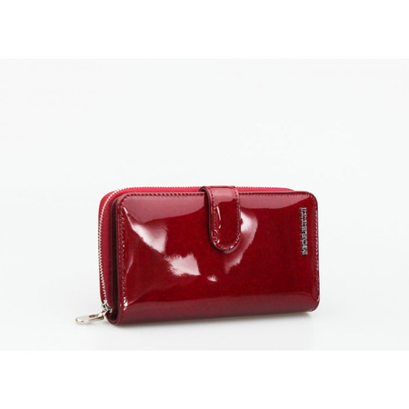 Portfel Damski Skórzany Moretti Pionowy Czerwony RFID Secured