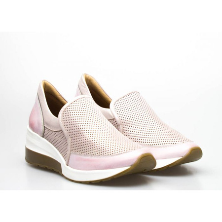 Sneakersy ażurowe skórzane różowe Aga