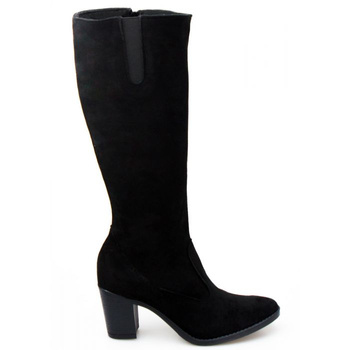 Kozaki do połowy łydki ocieplane eko zamszowe czarne Optimo