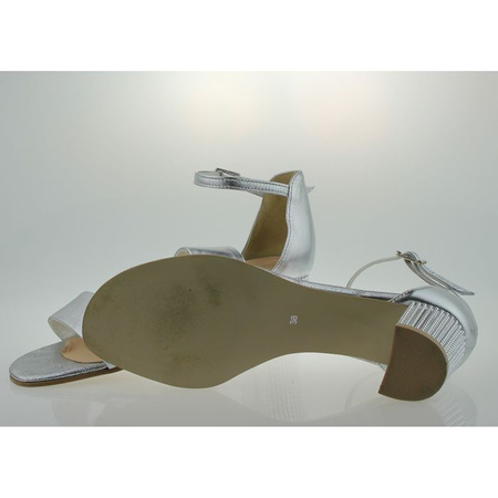 Sandały Damskie Skórzane Srebrne Argea