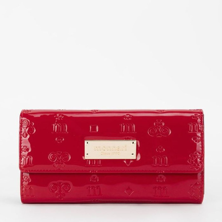 Portfel damski Monnari duży lakierowany z monogramem czerwony PUR0090