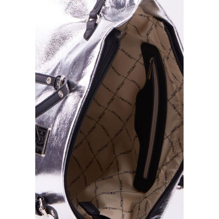 Torebka damska Femestage shopper ze ściągaczami miękka srebrna