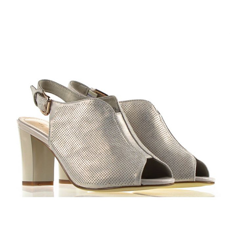 Połyskujące damskie beżowe sandały na obcasie Sergio Leone