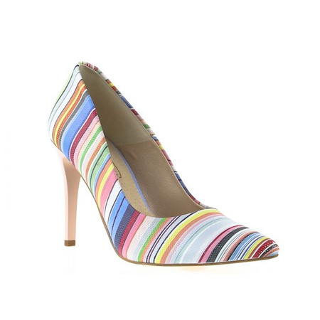 Skórzane czółenka z kolorowymi paskami J. Wolski