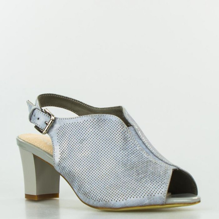 Sandały ażurowe połyskujące szare Sergio Leone