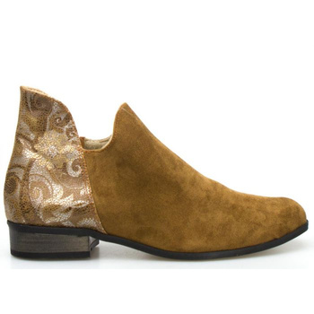 Półbuty zamszowe z mozaiką rude Optimo