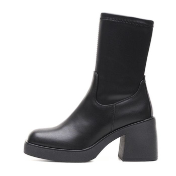 Botki wysokie na klocku czarne Sergio Leone