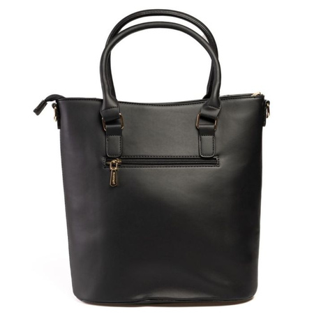 Torebka damska Monnari shopper wysoka lakierowana w łuski czarna BAG3080