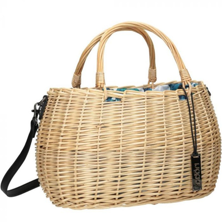 Torebka damska Nobo koszyk wiklinowa z uchwytami beżowa