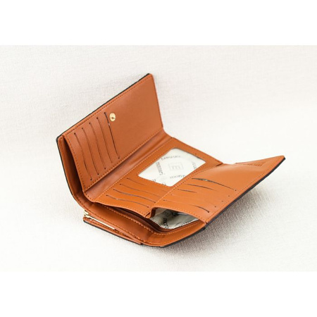 Portfel Damski Skórzany Monnari Lakierowany Brązowy