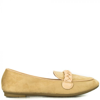 Mokasyny z plecioną ozdobą zamszowe beżowe Potocki