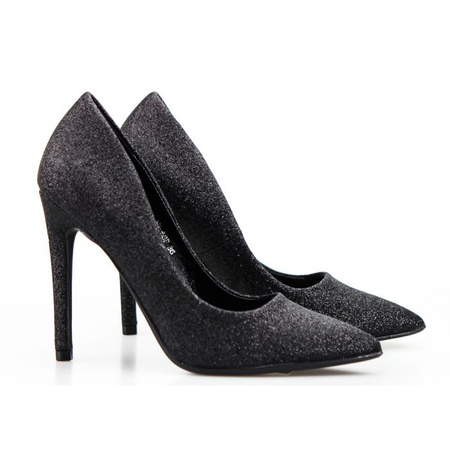 Szpilki z brokatem czarne