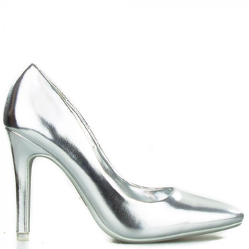 Szpilki wysokie połyskujące srebrne