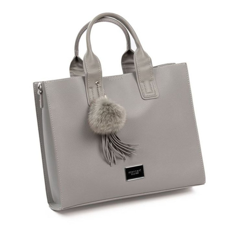 Torebka damska Monnari klasyczna z pomponem szara BAG0100