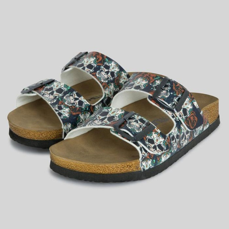 Klapki wegańskie róże i czaszki Mumka