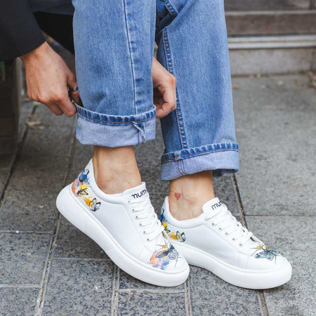 Sneakersy wegańskie na platformie Motyle na Akwarelach Mumka DOBLESNKBLA23-004