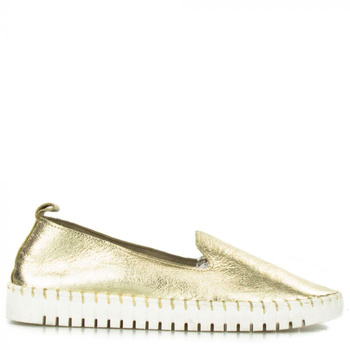 Espadryle damskie skórzane mieniące się złote Sempre