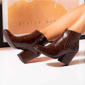 Botki sztyblety skórzane wężowe kamelowe Butdam