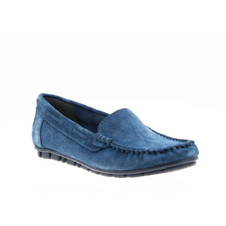 Mokasyny skórzane zamszowe chabrowe Sempre