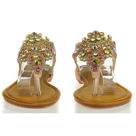 Pudrowe sandały z kryształami