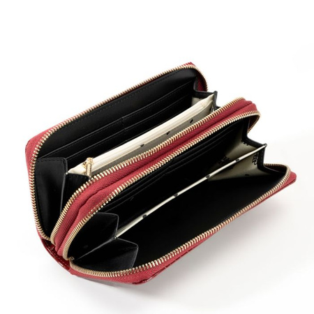 Portfel damski Monnari dwukomorowy lakierowany pikowany czerwony PUR0130