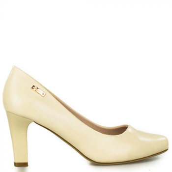 Czółenka na obcasie matowe cieliste Sergio Leone