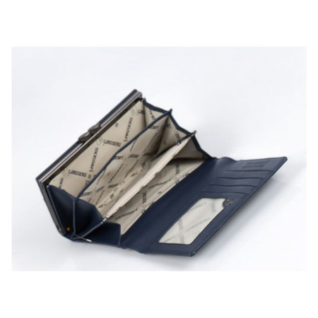 Portfel Damski Skórzany Monnari Lakierowany z Wzorem Granatowy