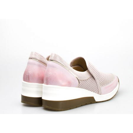 Sneakersy ażurowe skórzane różowe Aga