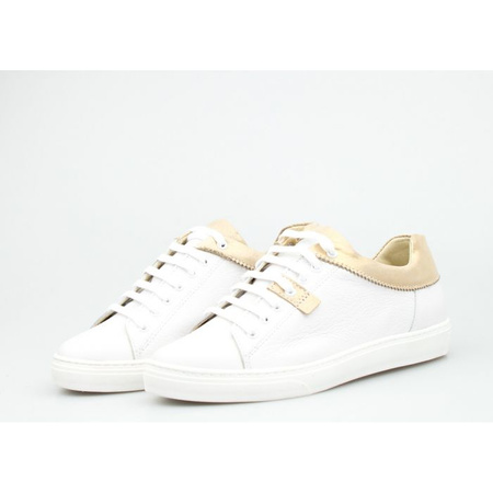 Tenisówki skórzane z mieniącymi się wstawkami białe złote Clasicco