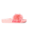 Różowe klapki z futerkiem
