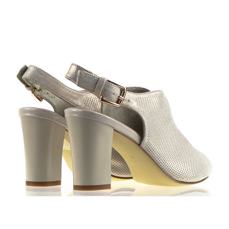 Połyskujące damskie beżowe sandały na obcasie Sergio Leone