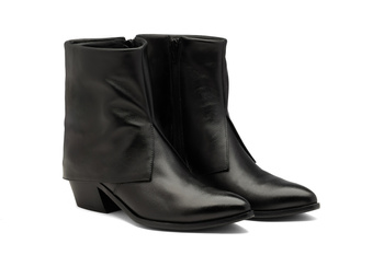 Botki skórzane licowe czarne Butdam